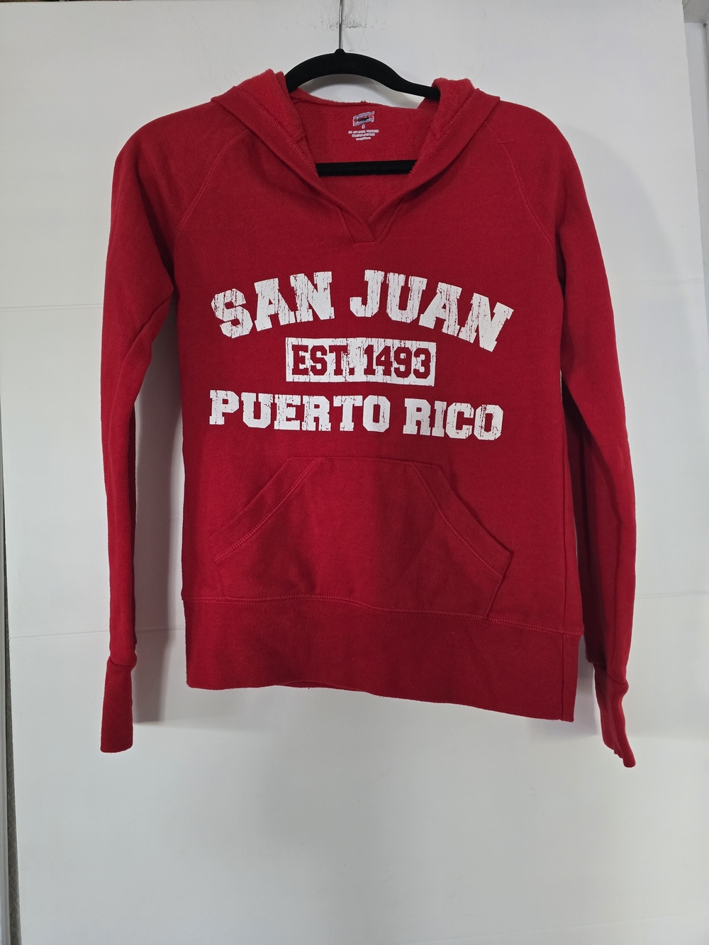 Soffe San Juan Puerto Rico Red V-Neck Hoodie - Size Small